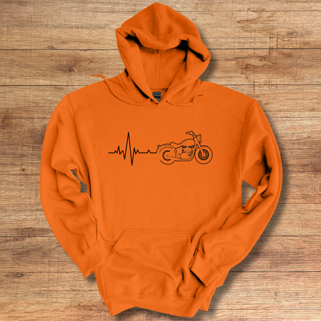 Biker Heartbeat Hoodie | Gift for Motorcycle Lovers