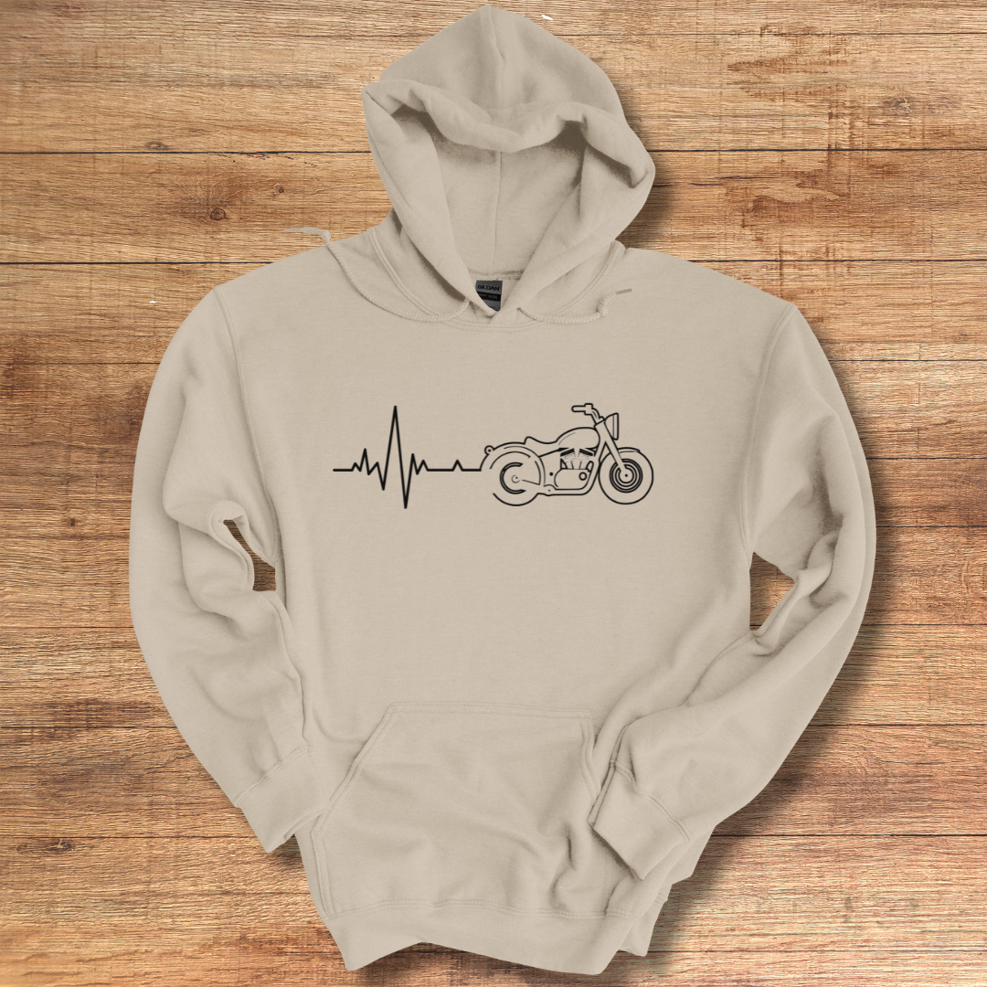 Biker Heartbeat Hoodie | Gift for Motorcycle Lovers