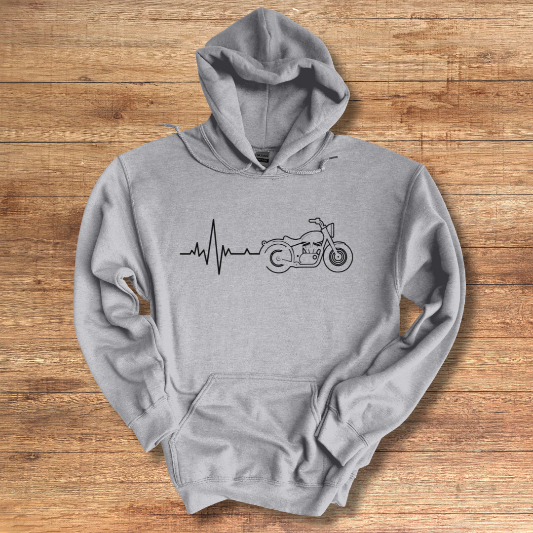 Biker Heartbeat Hoodie | Gift for Motorcycle Lovers