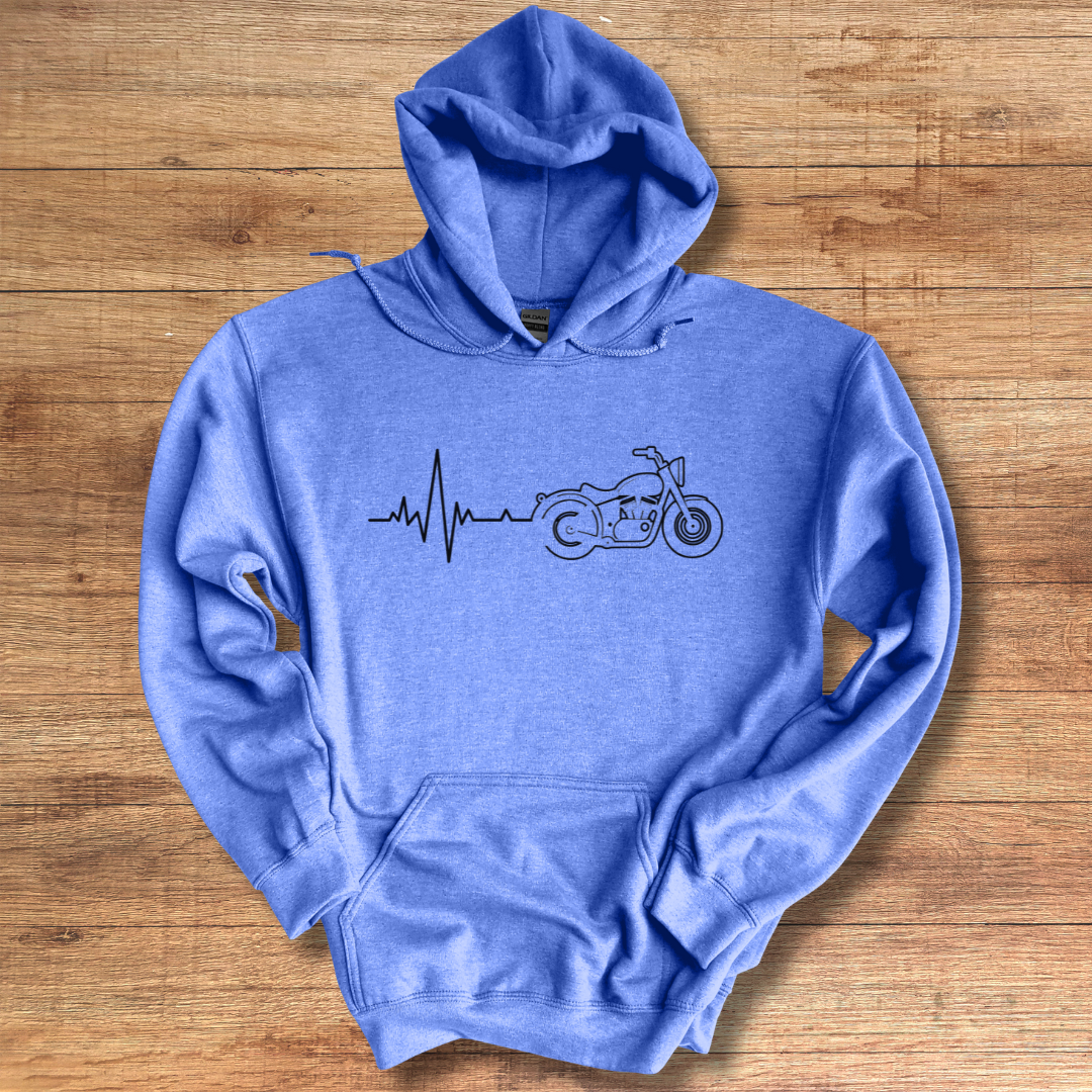 Biker Heartbeat Hoodie | Gift for Motorcycle Lovers