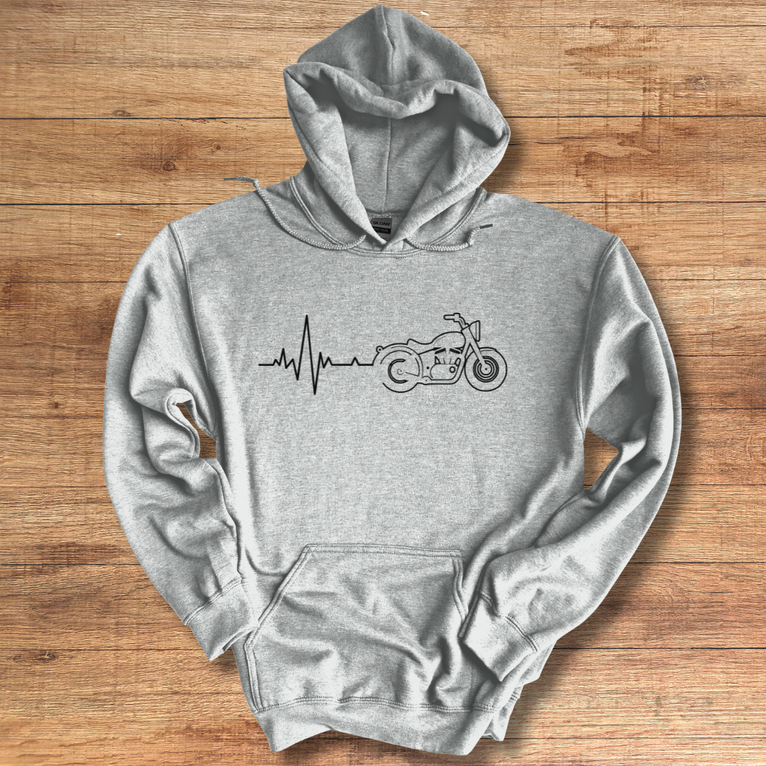 Biker Heartbeat Hoodie | Gift for Motorcycle Lovers