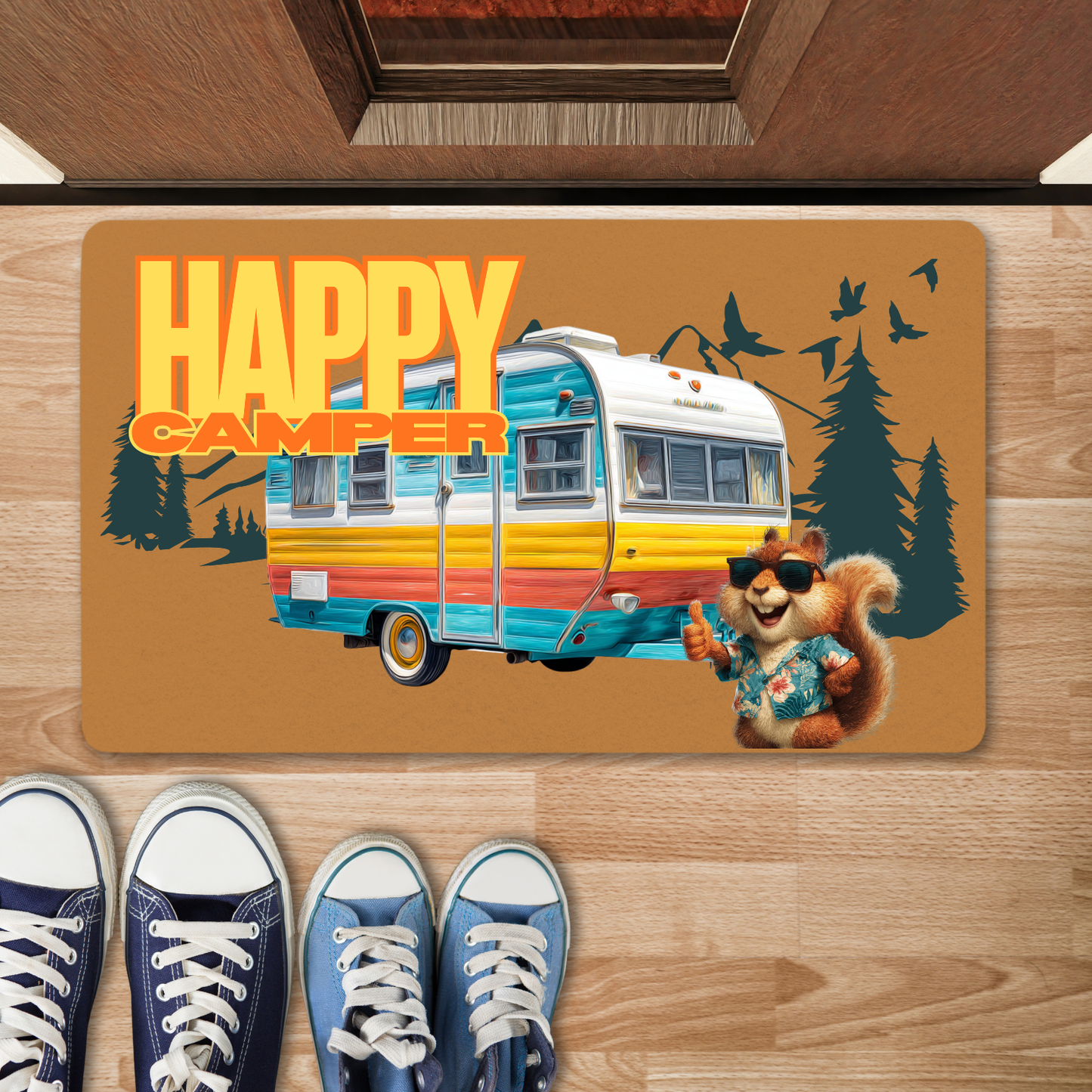 Happy Camper Polyester Doormat | Best Camping Gifts