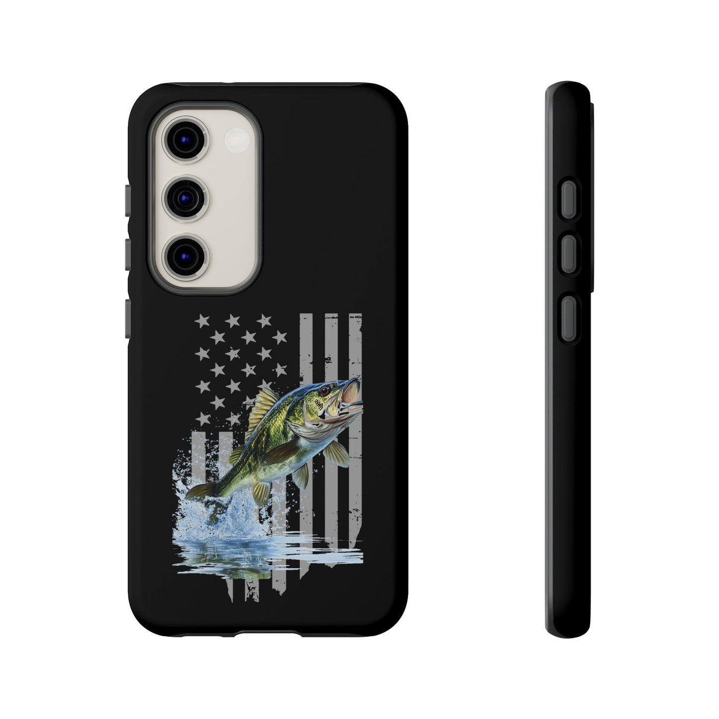 Cell Phone Case | Largemouth Bass with Distressed Flag | For iPhone, Samsung Galaxy, and Google Pixel
