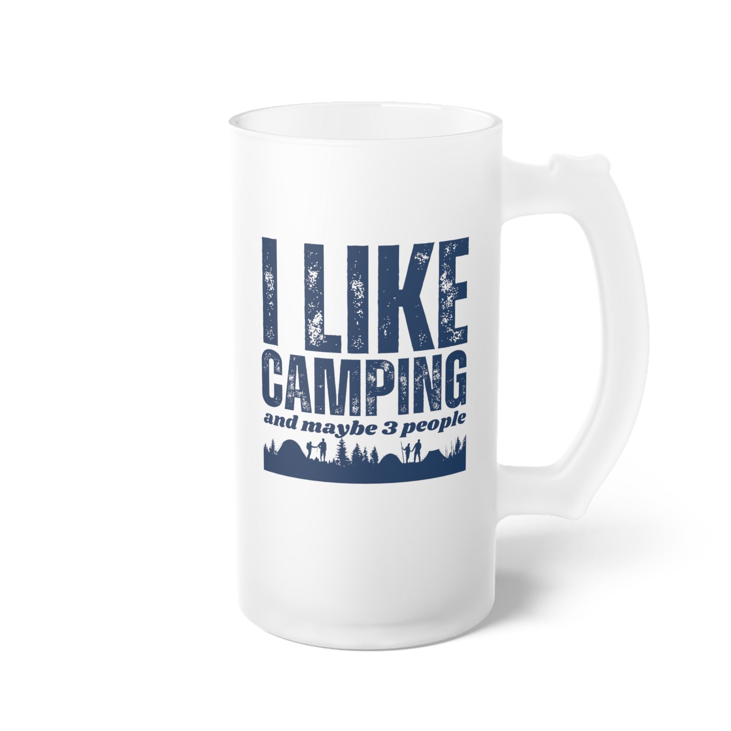 Frosted Glass Beer Mug - I Like Camping