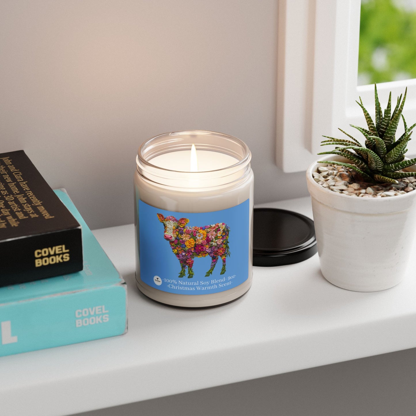 Scented Soy Candle, 9oz - USA Cow, Floral Cow