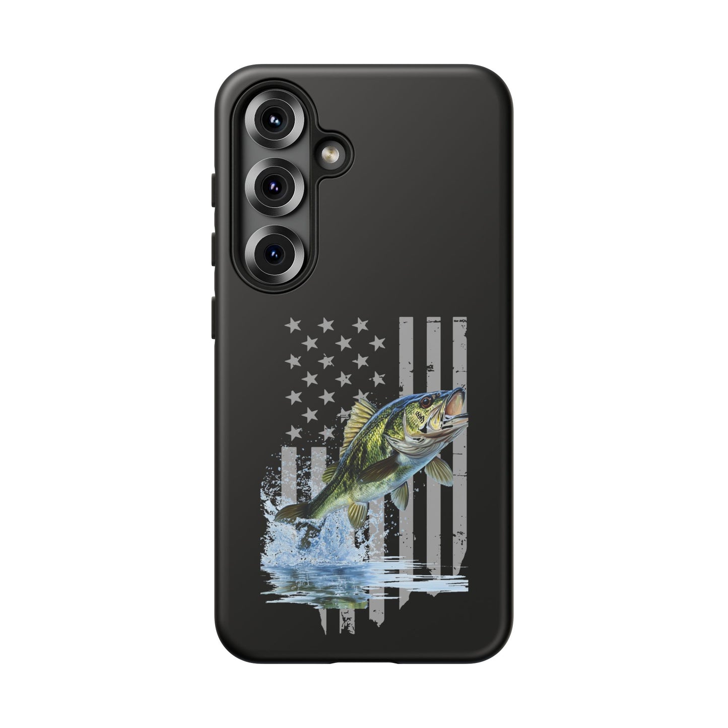Cell Phone Case | Largemouth Bass with Distressed Flag | For iPhone, Samsung Galaxy, and Google Pixel
