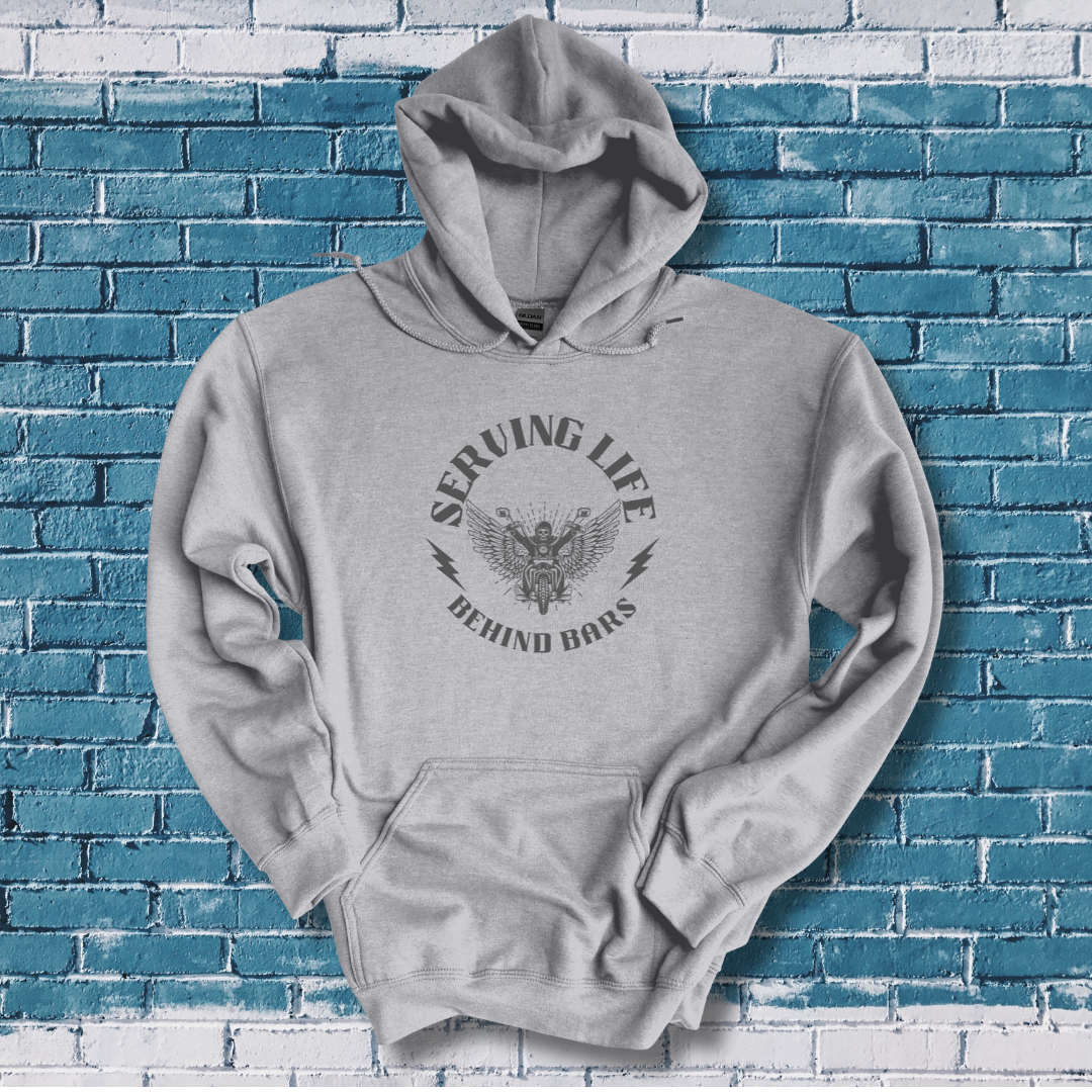 This is image of Serving Life Behind Bars Long-Sleeve Hoodie version 2