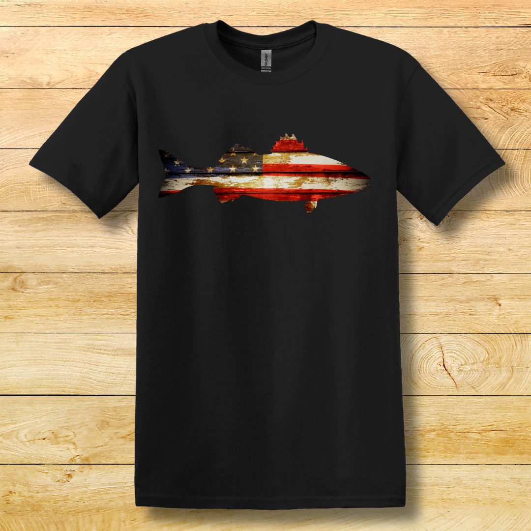 This is image of Distressed Bass Flag T-Shirt version 4