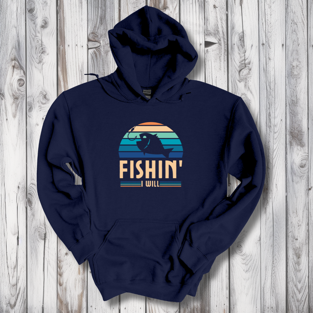 This is image of Fishin I Will Long-Sleeve Hoodie version 2
