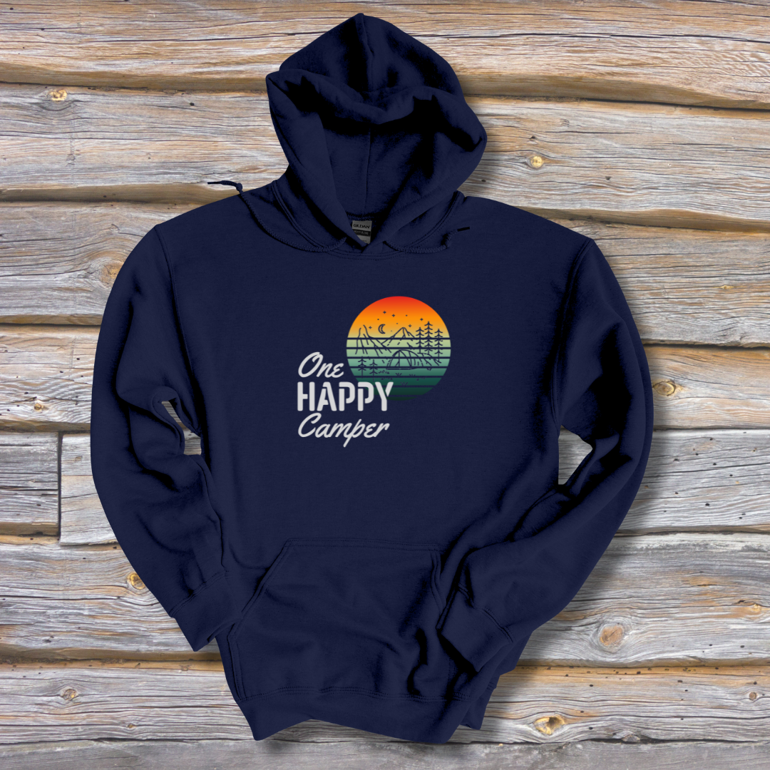 This is image of One Happy Camper Long-Sleeve Hoodie version 2