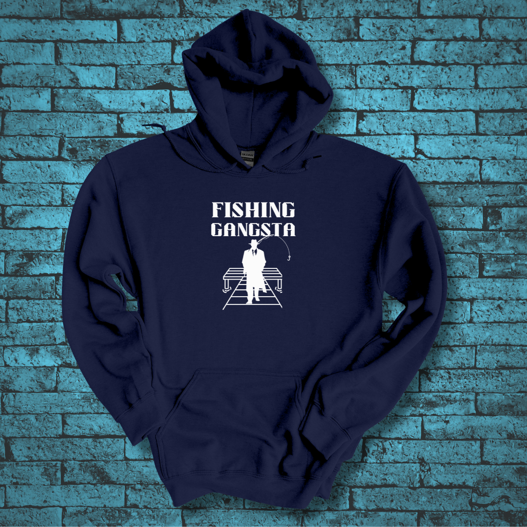 This is image of Fishing Gangsta Long-Sleeve Hoodie version 3