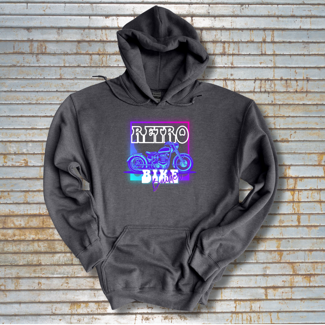 This is image of Retro Bike Builder Long-Sleeve Hoodie version 3