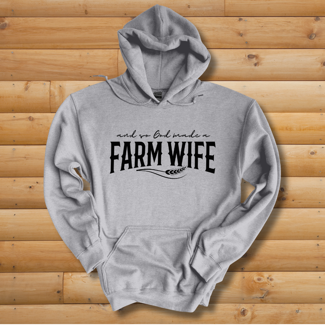 This is image of And So God Made a Farm Wife Long-Sleeve Hoodie version 2