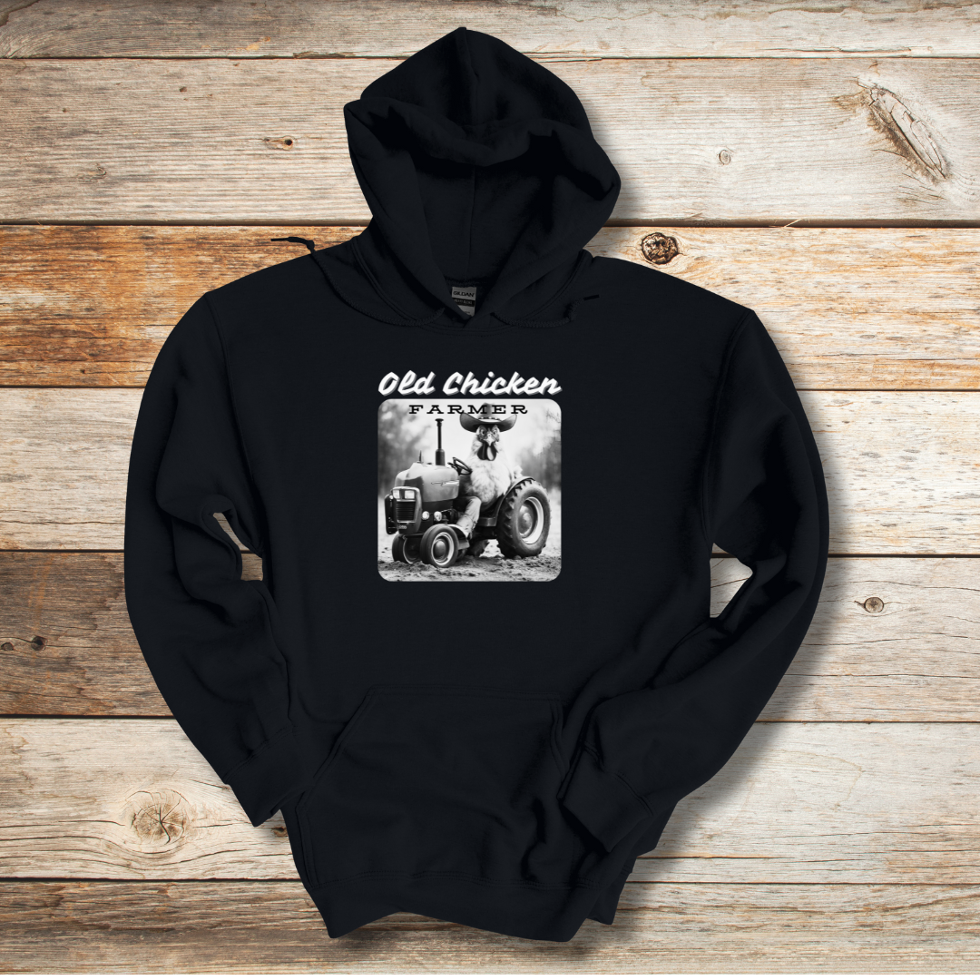 This is image of Old Chicken Farmer Long-Sleeve Hoodie version 2