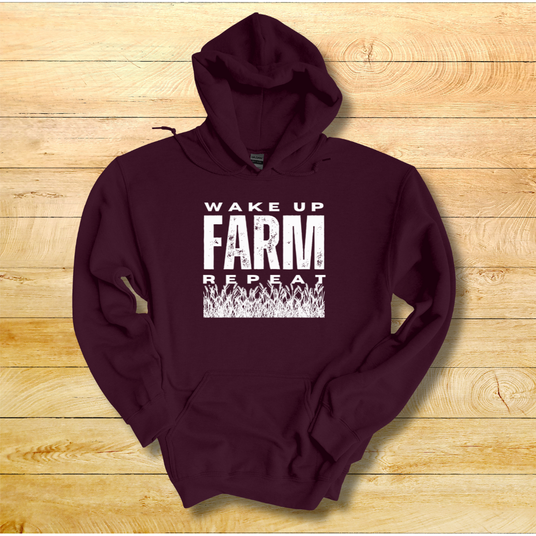 This is image of Wake Up Farm Repeat Long-Sleeve Hoodie version 3