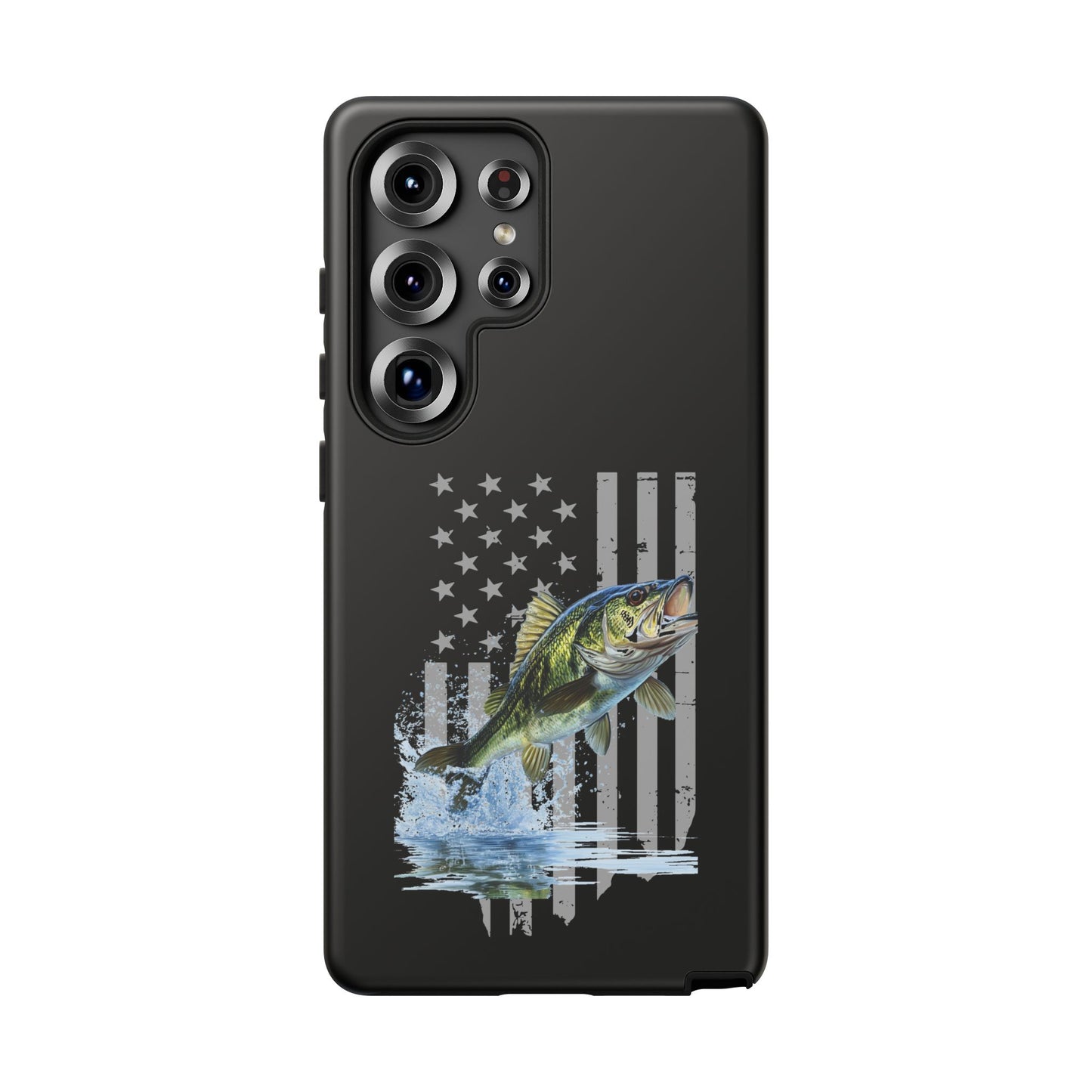 Cell Phone Case | Largemouth Bass with Distressed Flag | For iPhone, Samsung Galaxy, and Google Pixel