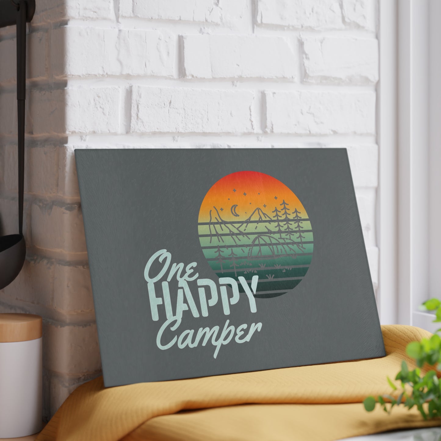 Glass Cutting Board - One Happy Camper
