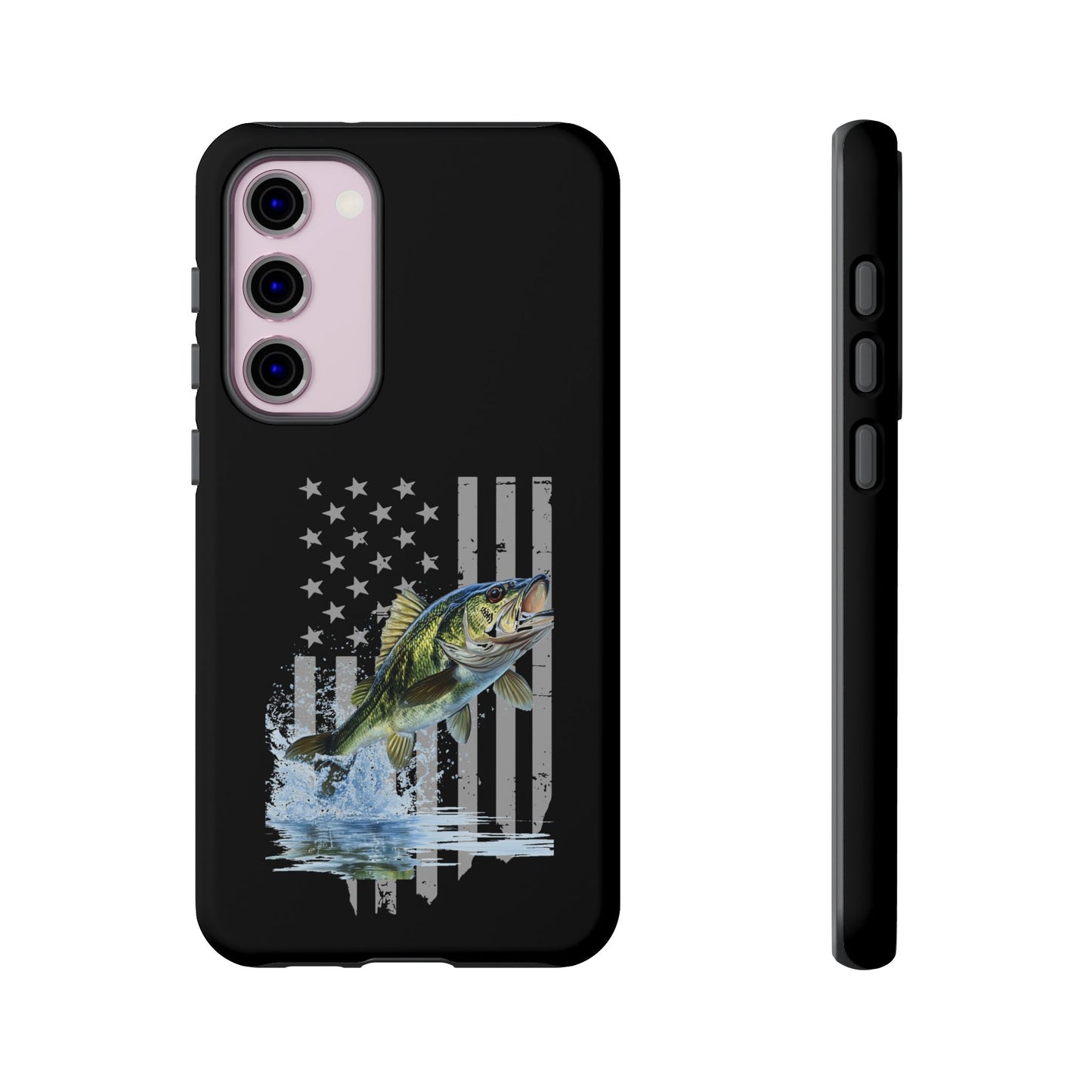 Cell Phone Case | Largemouth Bass with Distressed Flag | For iPhone, Samsung Galaxy, and Google Pixel