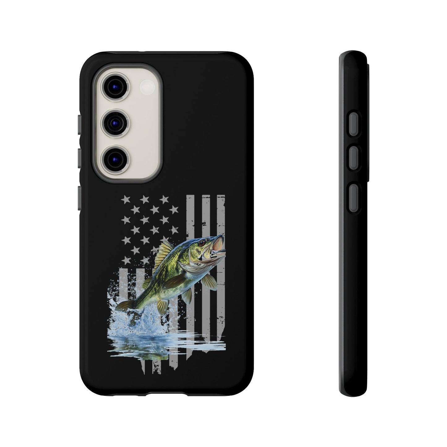 Cell Phone Case | Largemouth Bass with Distressed Flag | For iPhone, Samsung Galaxy, and Google Pixel