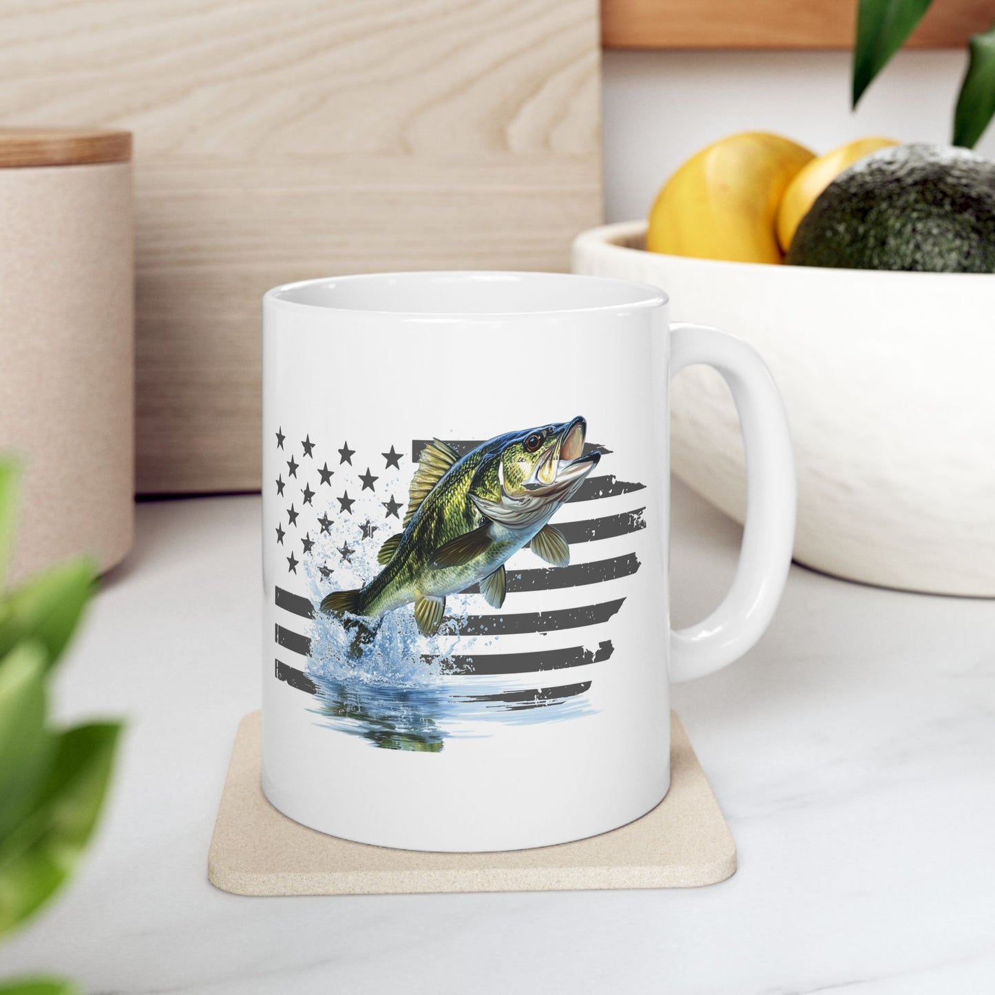 Coffee Mug - Largemouth Bass with Distressed Flag