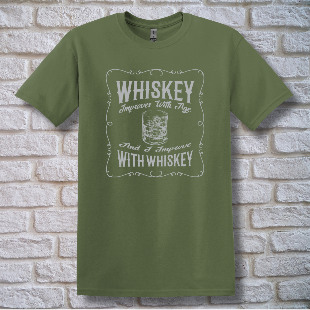 This is image of Whiskey Improves With Age T-Shirt version 2