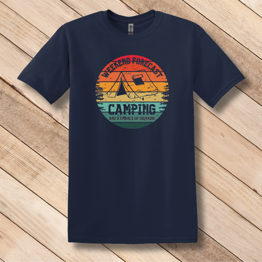 This is image of Weekend Forecast Camping Chance of Drinking T-Shirt version 6