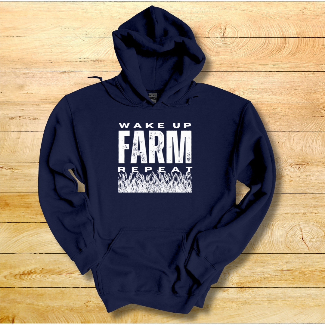 This is image of Wake Up Farm Repeat Long-Sleeve Hoodie version 4