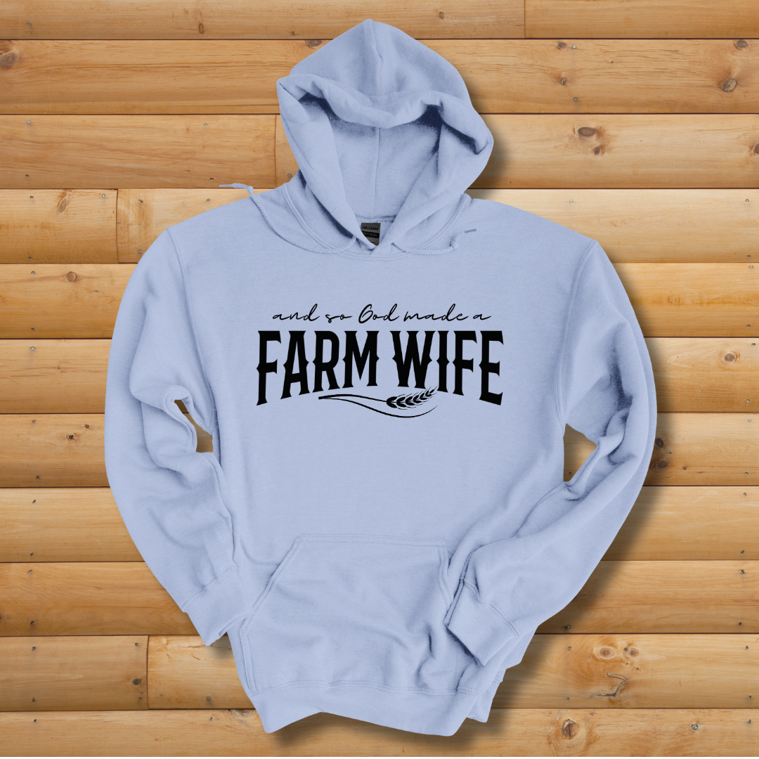 This is image of And So God Made a Farm Wife Long-Sleeve Hoodie version 3
