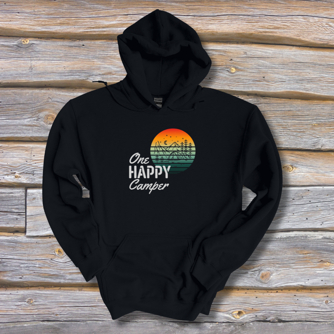 This is image of One Happy Camper Long-Sleeve Hoodie version 3
