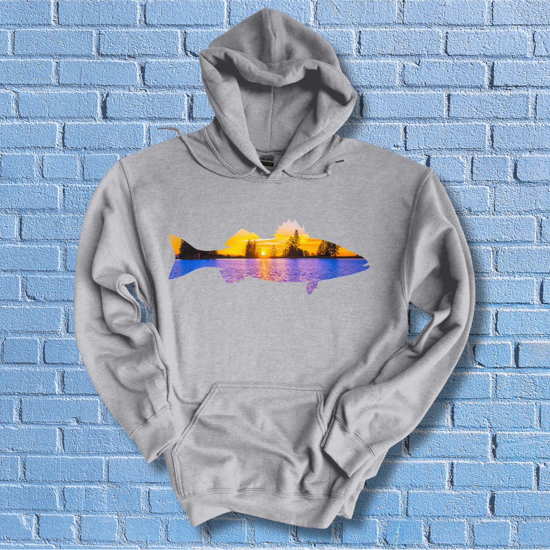 This is image of Largemouth Bass Sunset Long-Sleeve Hoodie version 4