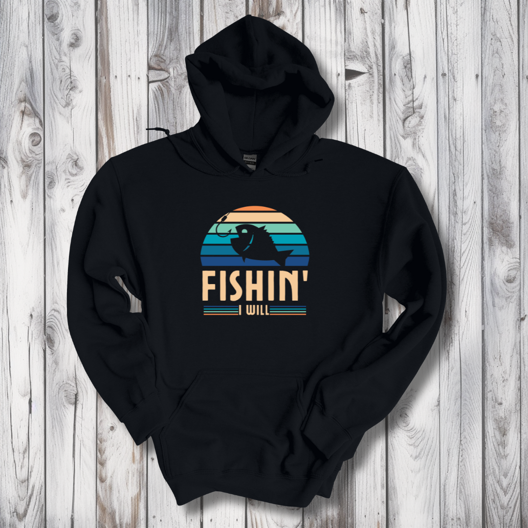 This is image of Fishin I Will Long-Sleeve Hoodie version 3