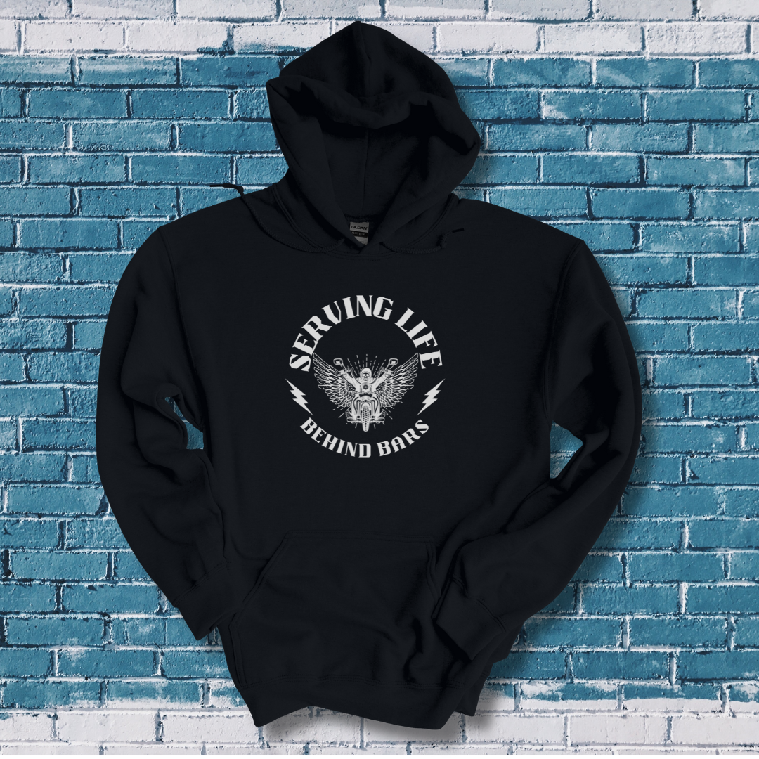 This is image of Serving Life Behind Bars Long-Sleeve Hoodie version 3