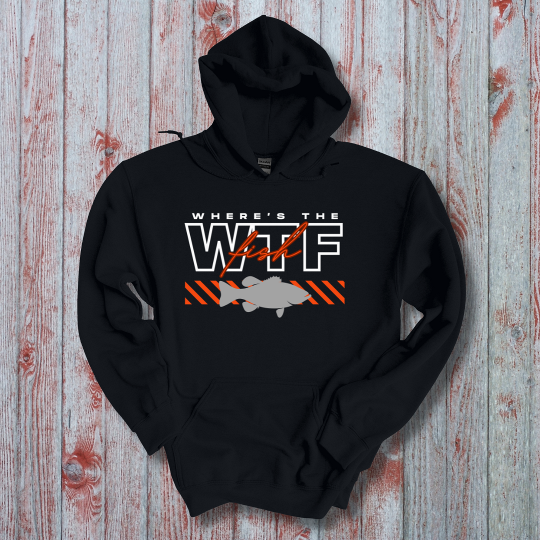 This is image of WTF Where's the Fish Long-Sleeve Hoodie version 3