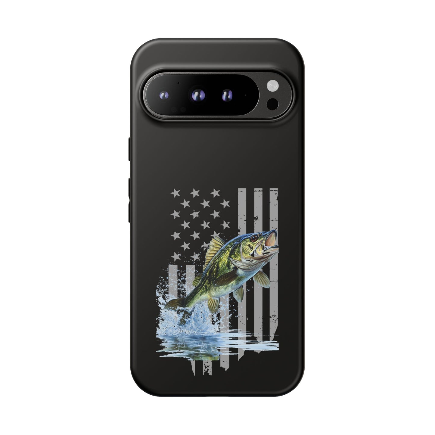 Cell Phone Case | Largemouth Bass with Distressed Flag | For iPhone, Samsung Galaxy, and Google Pixel