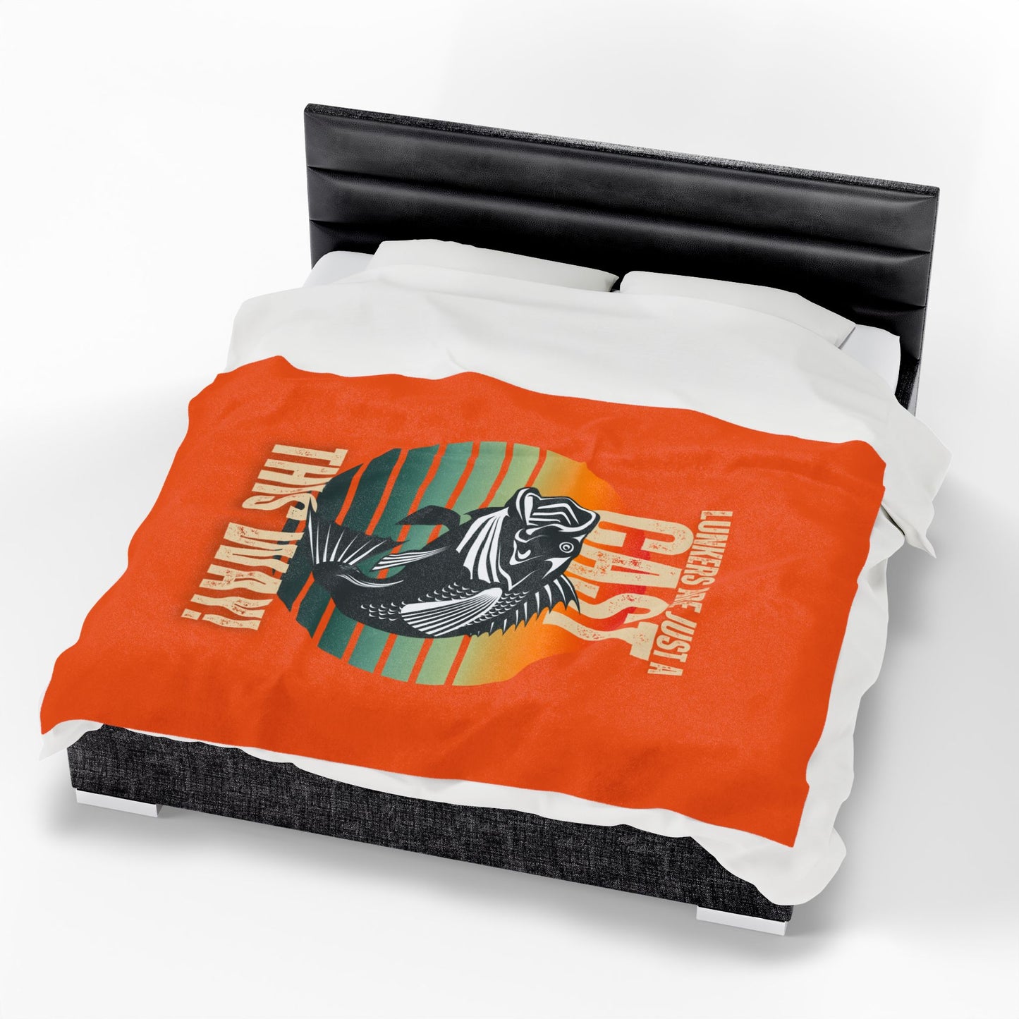 Velveteen Plush Blanket - Lunkers are Just One Cast This Way
