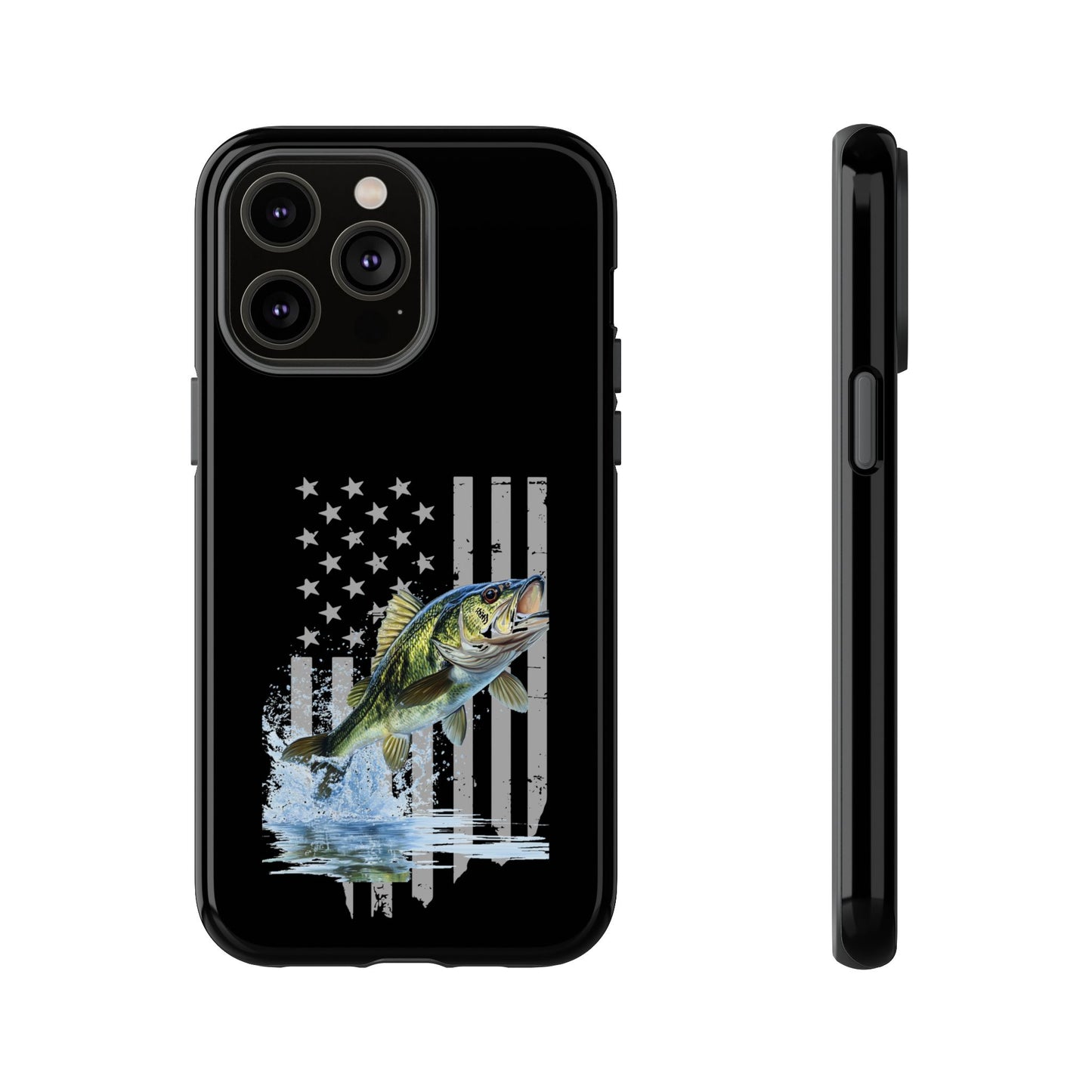 Cell Phone Case | Largemouth Bass with Distressed Flag | For iPhone, Samsung Galaxy, and Google Pixel