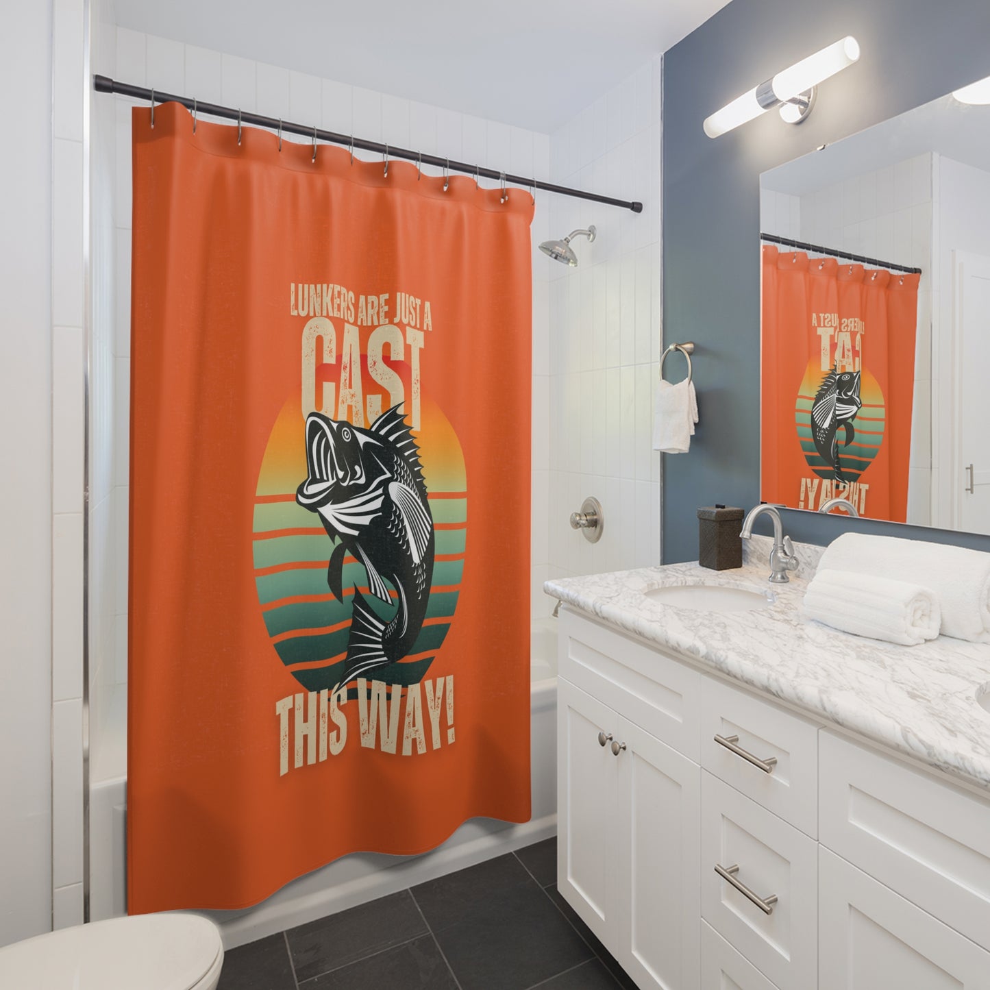 Shower Curtains - Lunkers are Just a Cast This Way
