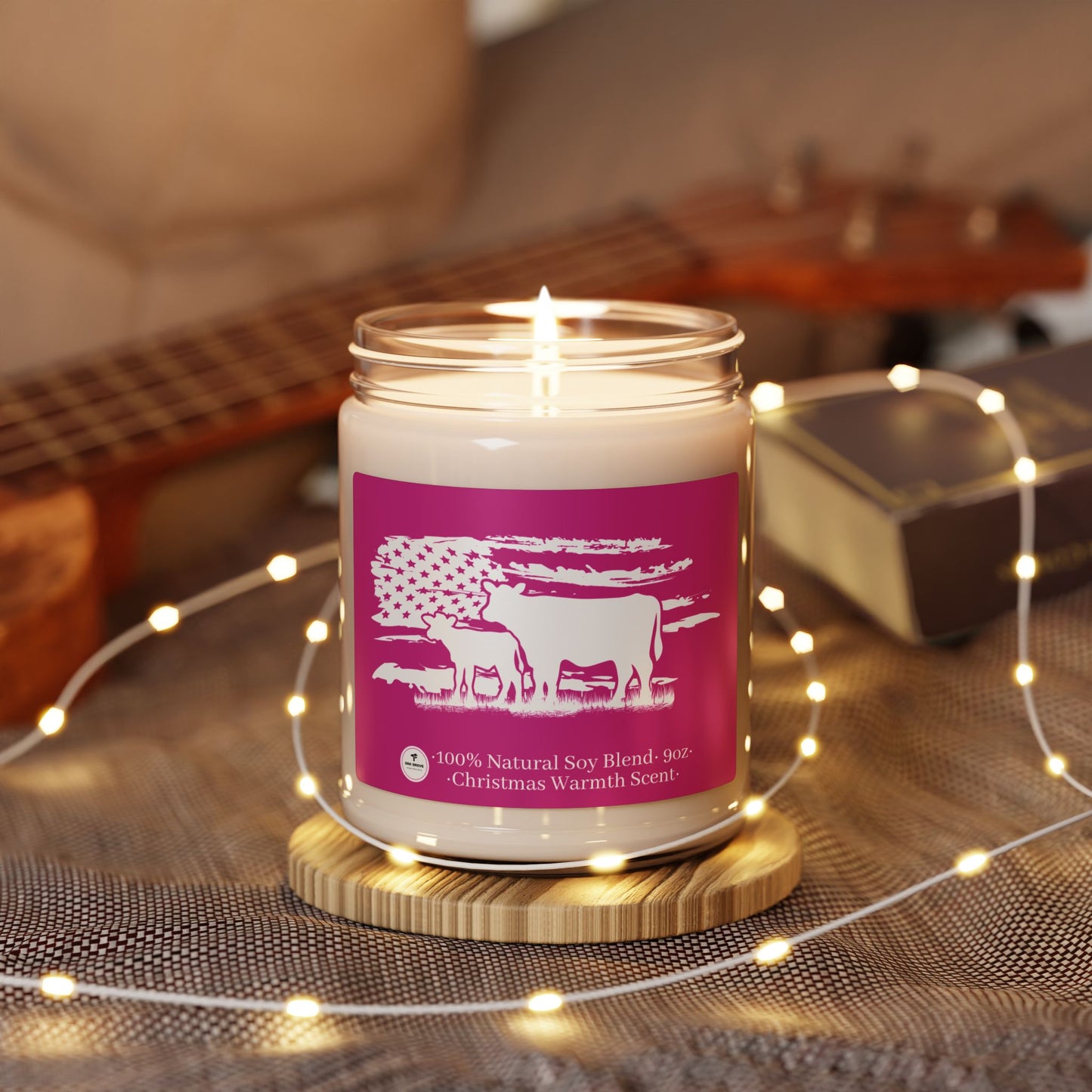 Scented Soy Candle, 9oz - USA Cow, Distressed Flag