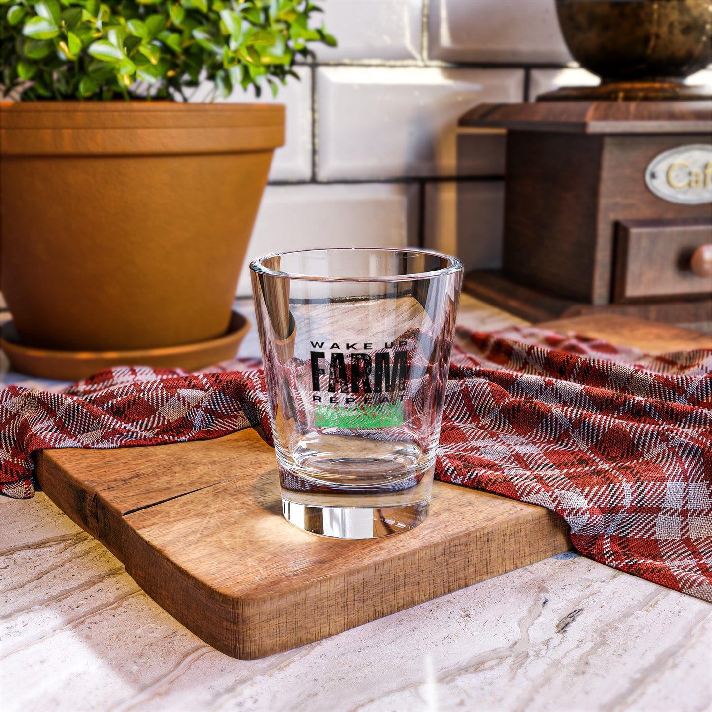 Shot Glass, 1.5oz - Wake Up Farm Repeat