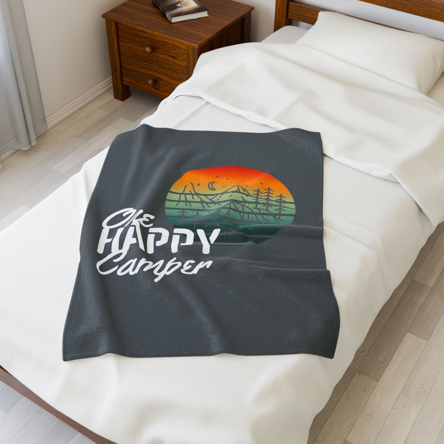 Velveteen Plush Blanket - One Happy Camper