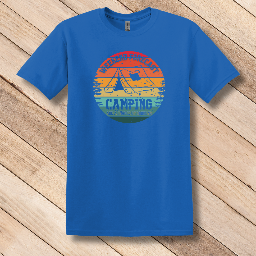 This is image of Weekend Forecast Camping Chance of Drinking T-Shirt version 8