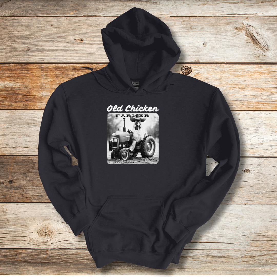 This is image of Old Chicken Farmer Long-Sleeve Hoodie version 4