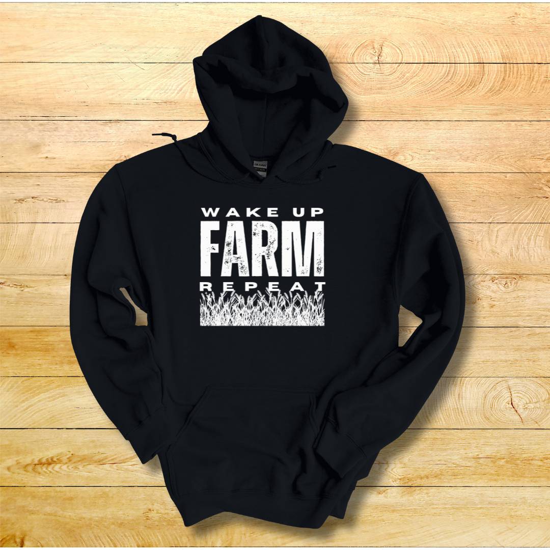 This is image of Wake Up Farm Repeat Long-Sleeve Hoodie version 5