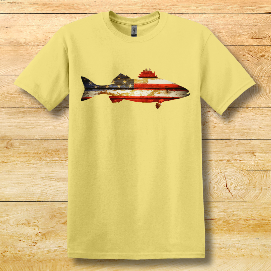 This is image of Distressed Bass Flag T-Shirt version 5