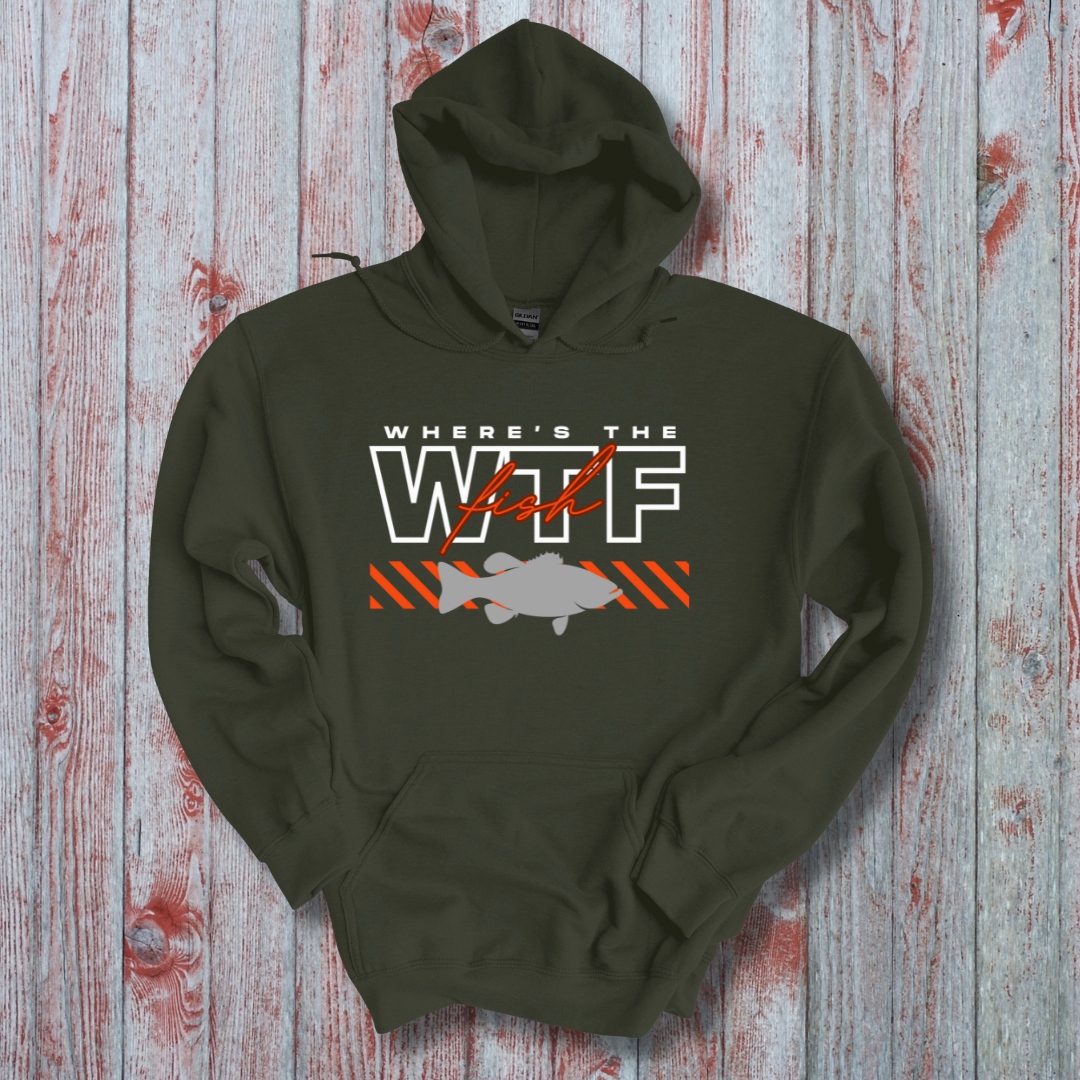 This is image of WTF Where's the Fish Long-Sleeve Hoodie version 4
