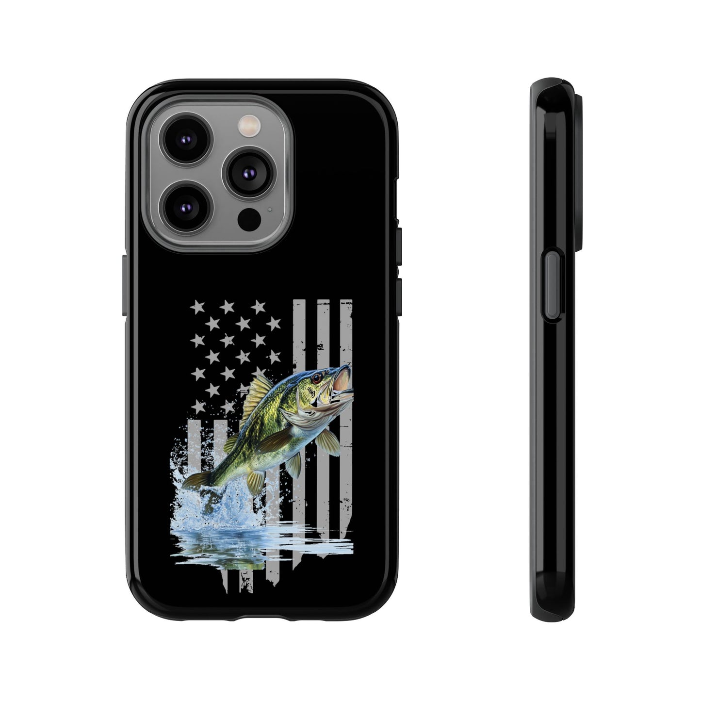 Cell Phone Case | Largemouth Bass with Distressed Flag | For iPhone, Samsung Galaxy, and Google Pixel