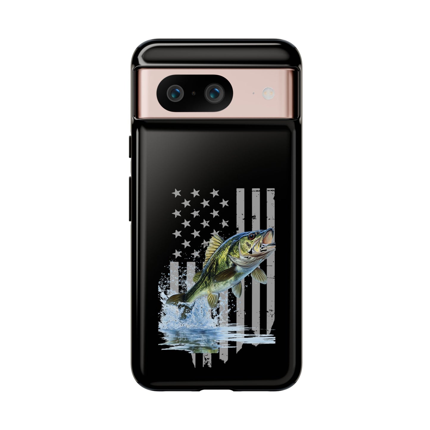 Cell Phone Case | Largemouth Bass with Distressed Flag | For iPhone, Samsung Galaxy, and Google Pixel