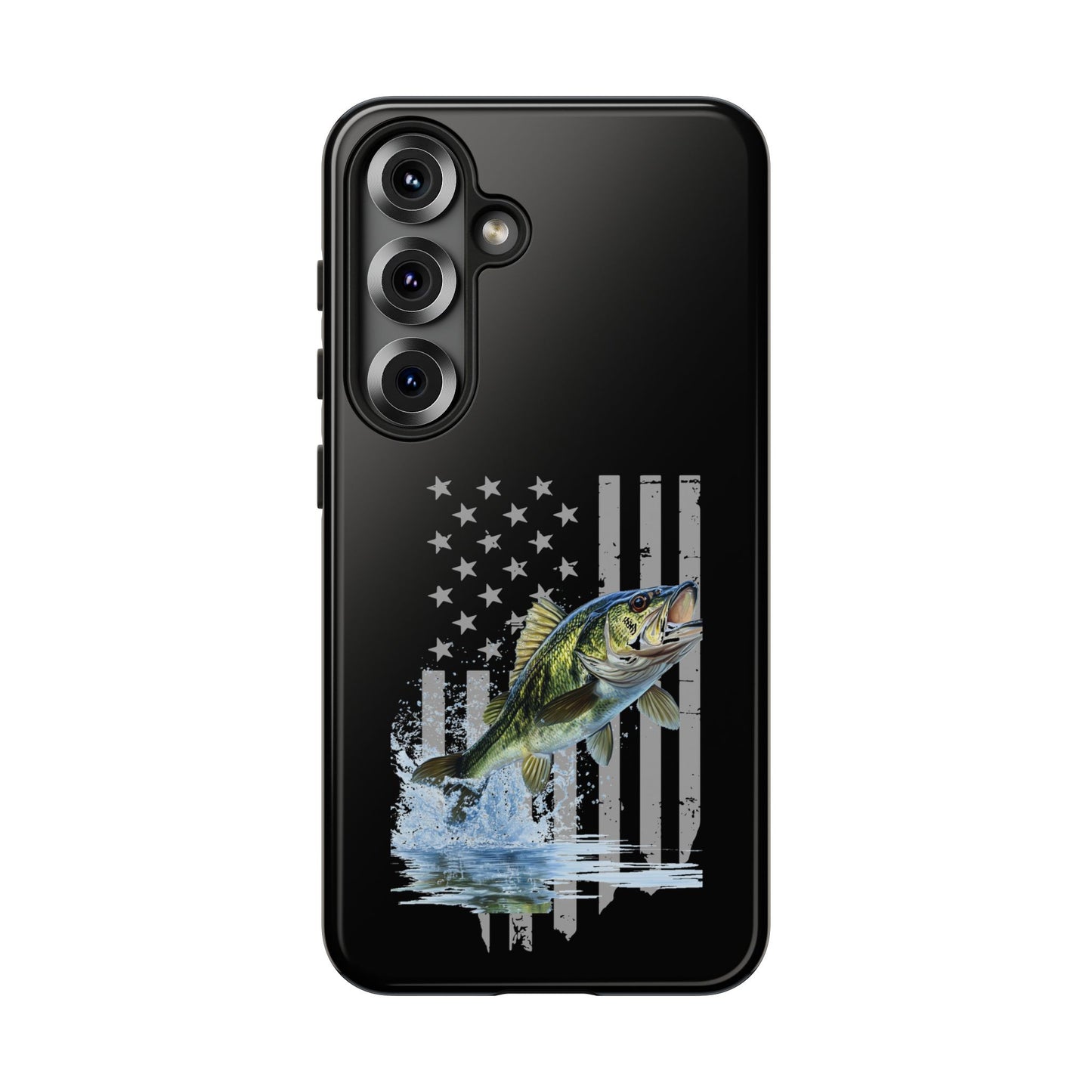 Cell Phone Case | Largemouth Bass with Distressed Flag | For iPhone, Samsung Galaxy, and Google Pixel