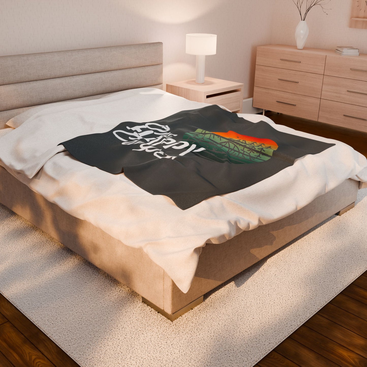 Velveteen Plush Blanket - One Happy Camper