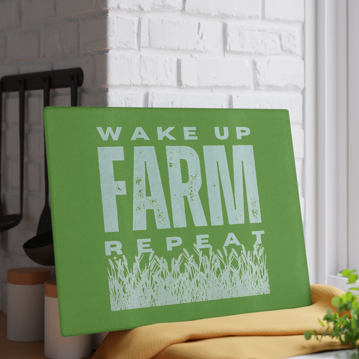 Glass Cutting Board - Wake Up Farm Repeat